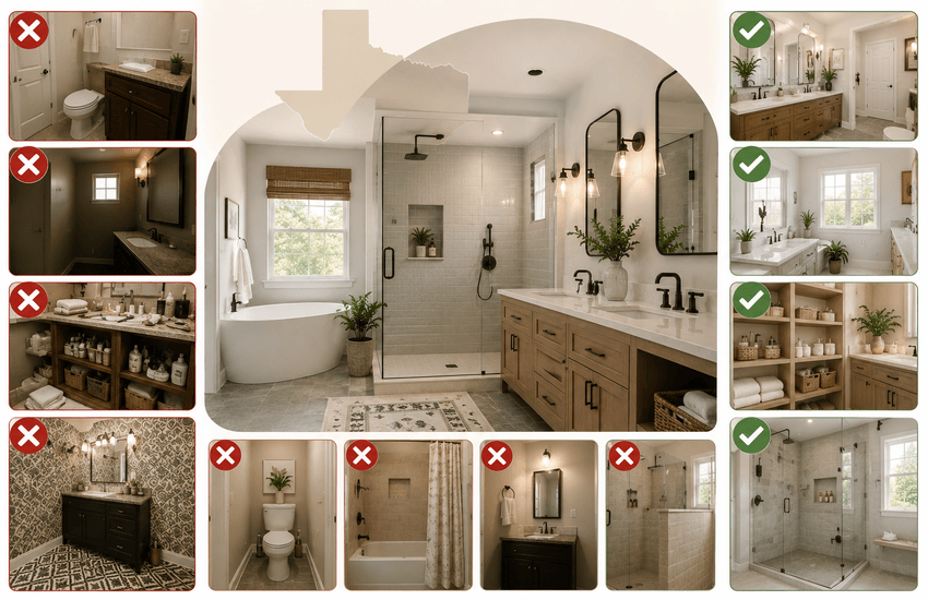 The Biggest Bathroom Design Mistakes We See in Texas Homes